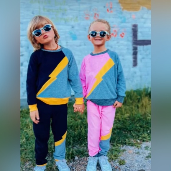 Miki Miette Boys Jogger Bowie Navy Blue and Gray Lightning  Bolt  | 7 yr NWT - Picture 2 of 2